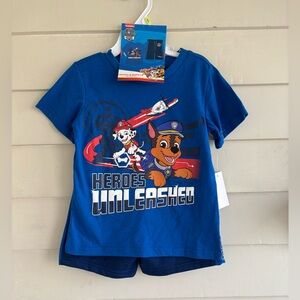 Paw Patrol Blue 'Heroes Unleashed' 2 Piece T-Shirt and Shorts Set. Boys’ 4T NWT